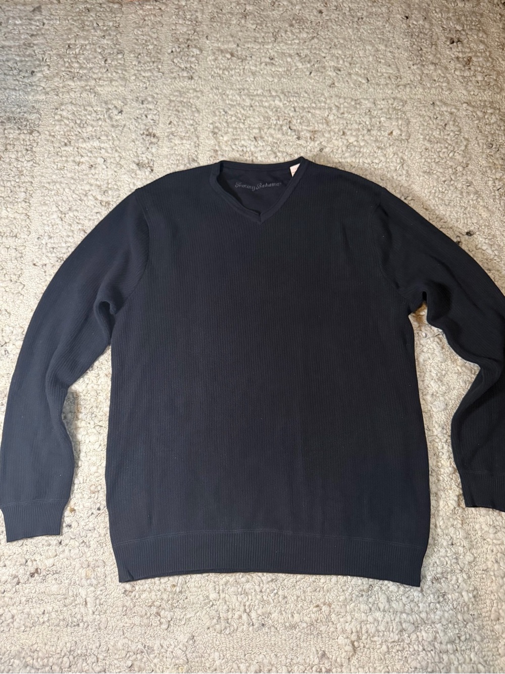 Tommy Bahama Men’s Black V-Neck Ribbed Sweater
